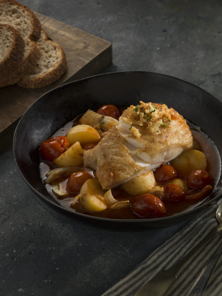 photo of the black cod with tomato brodo meal